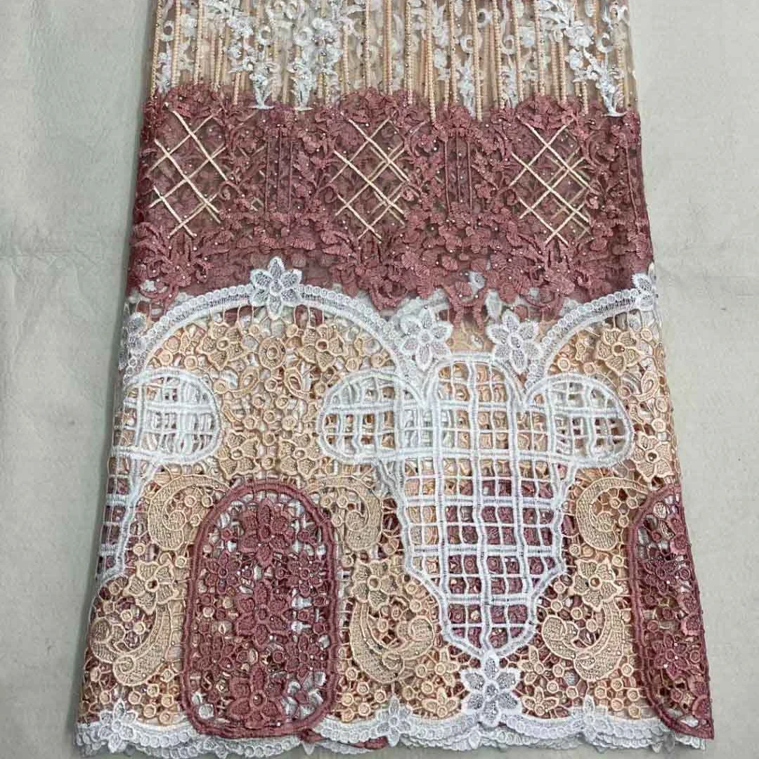 Индийская вышитая вручную Тюлевая Ткань Горячая Распродажа дизайнерская Золотая французская кружевная ткань для платья Швейные аксессуары