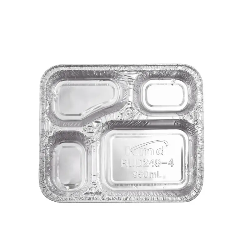 Контейнер из алюминиевой фольги с 4 отделениями для пищевых продуктов, пирога, выпечки, для дома, кухни, для использования на улице, одноразовый, экологически чистый RFE 139