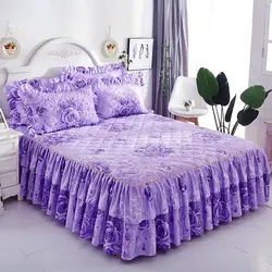 Autumn and winter cotton thickened bed skirt bed cover single piece cotton bed skirt three pieces of Korean version of warm