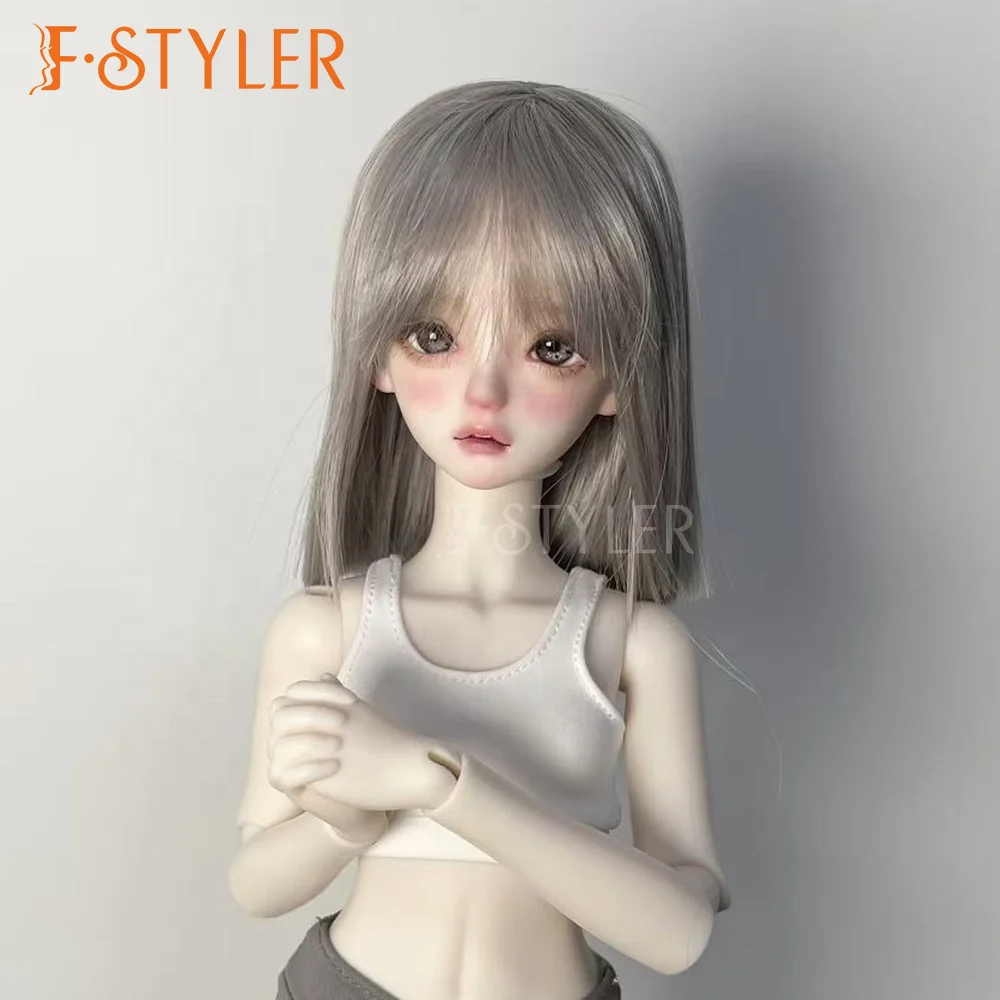 FSTYLER Synthetic Mohair BJD Silky Medium Straight Hairstyles Custom Wholesale Bulk Sale Doll Accessories for BJD Doll Hair Wig