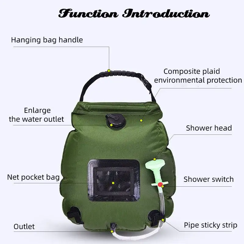 20L Outdoor Portable Ultralight Camping Shower Water Pool Solar Shower Solar Heating Bag Hot Water Supply Sun Energy shower bag
