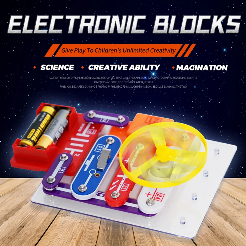 QS Children Learning Game STEAM Educational DIY 58 Types Circuits Lab Appliance Electronic Building Blocks Kit Toys for Kids