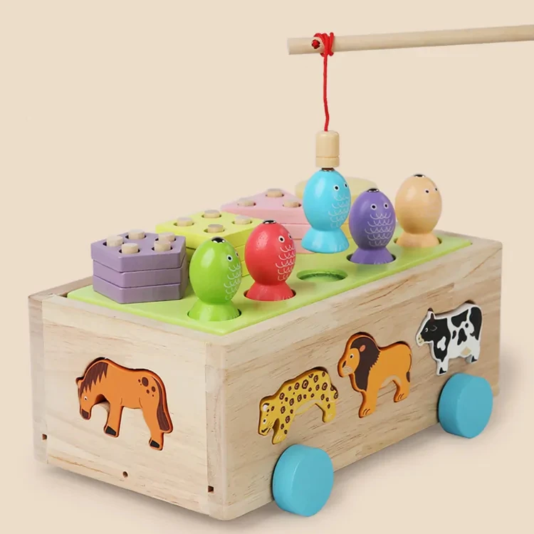 High Quality 3 in 1 Matching Shape Sorter Blocks Fishing toy Animal Blocks Educational Learning Toy