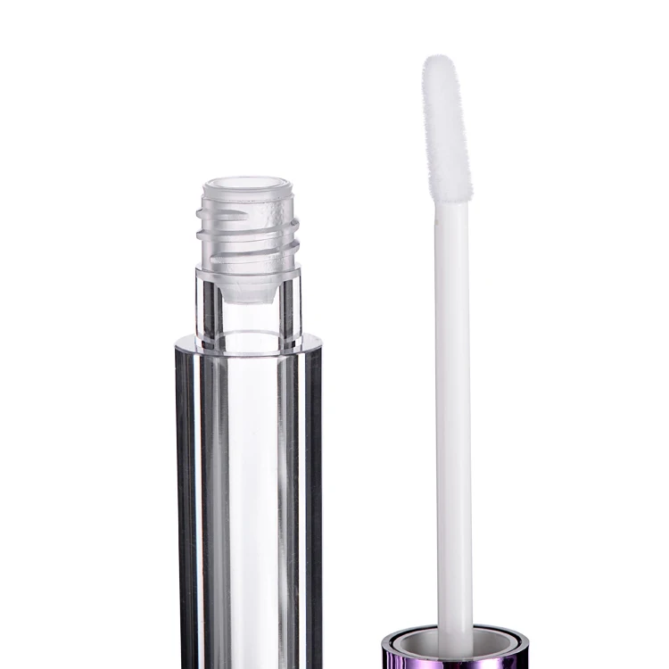 3ml Thick wall lip gloss tube cylinder shaped lipgloss container with metallic purple color applicator empty lipstick tube