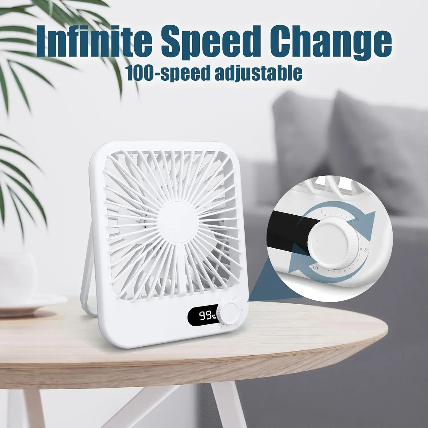 Portable Mini USB-Powered Rechargeable Cooling Fan Strong Wind Office Outdoor Foldable Household Garage Use 5V Plastic Table
