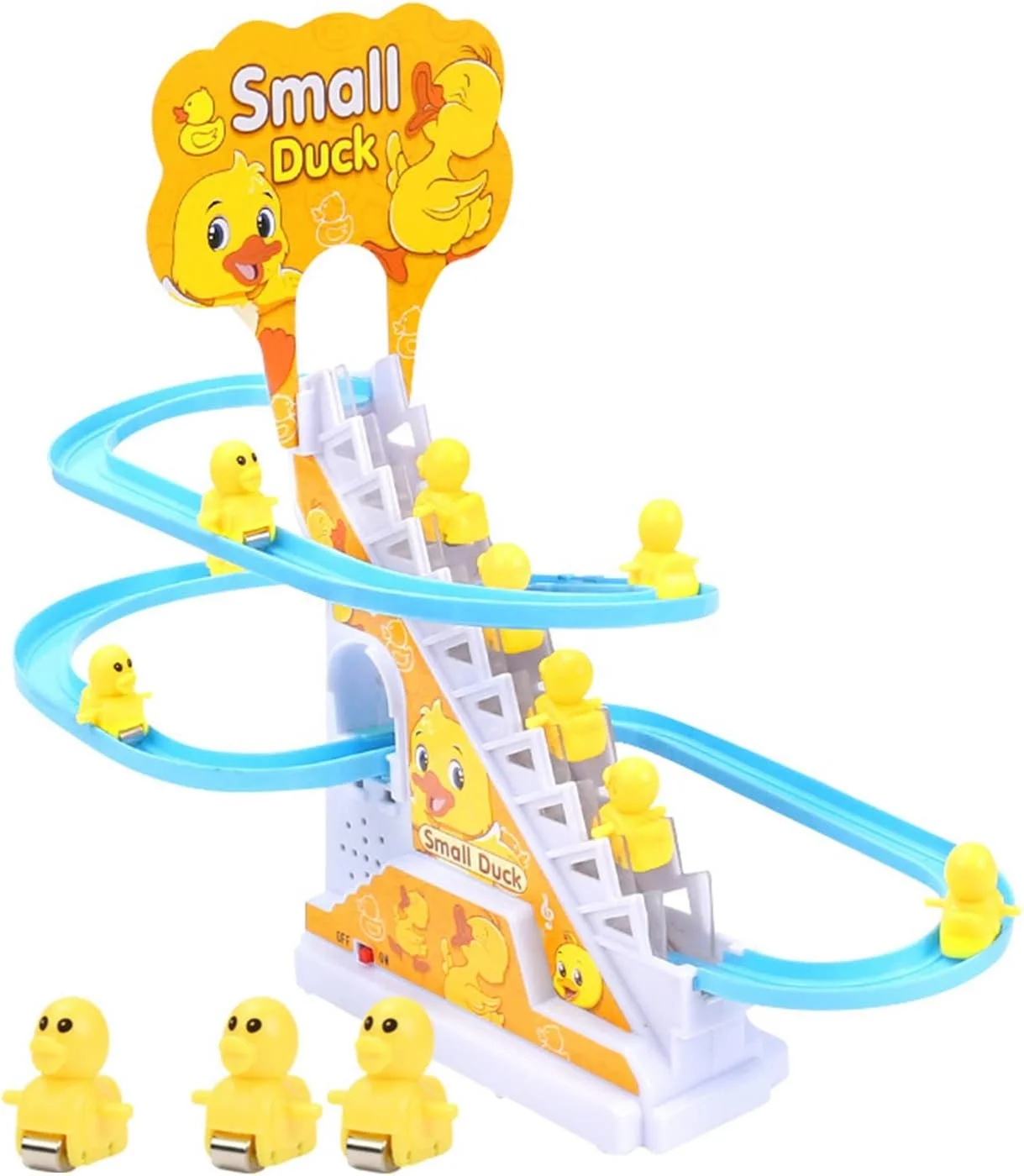 Climb Stairs Mini Duck Roller Coaster Toy for Halloween Christmas Electric Toys Track Slide Stairs Indoor Toy with LED Flash