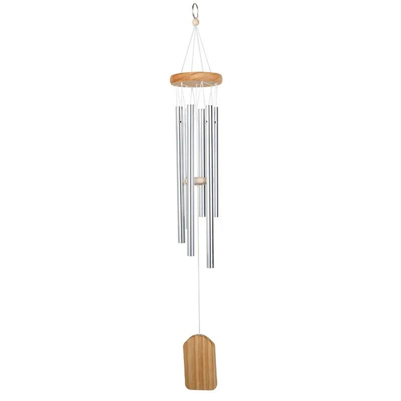 High quality aluminum tube wooden top bamboo outdoor wind chimes for sale