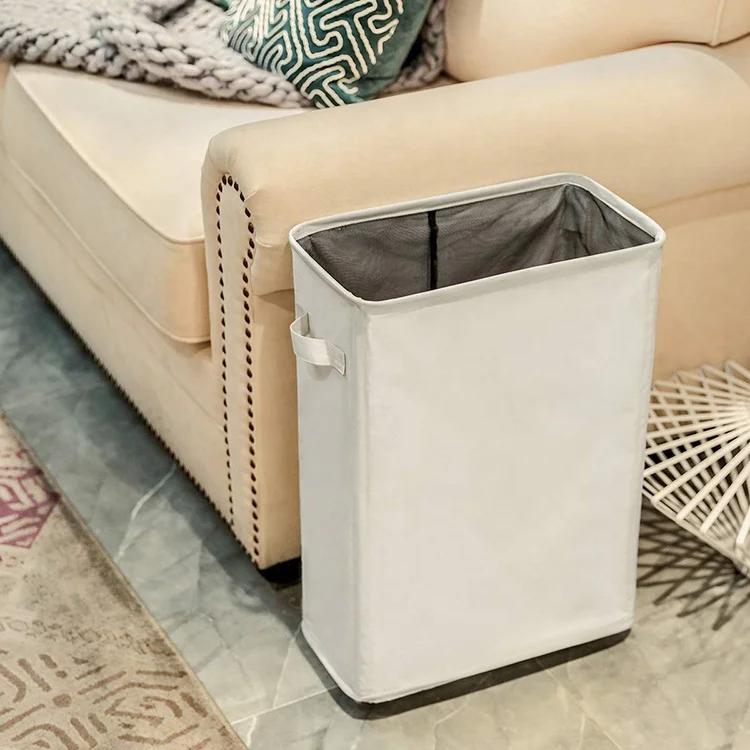 Durable Canvas Folding Laundry Basket Bag
