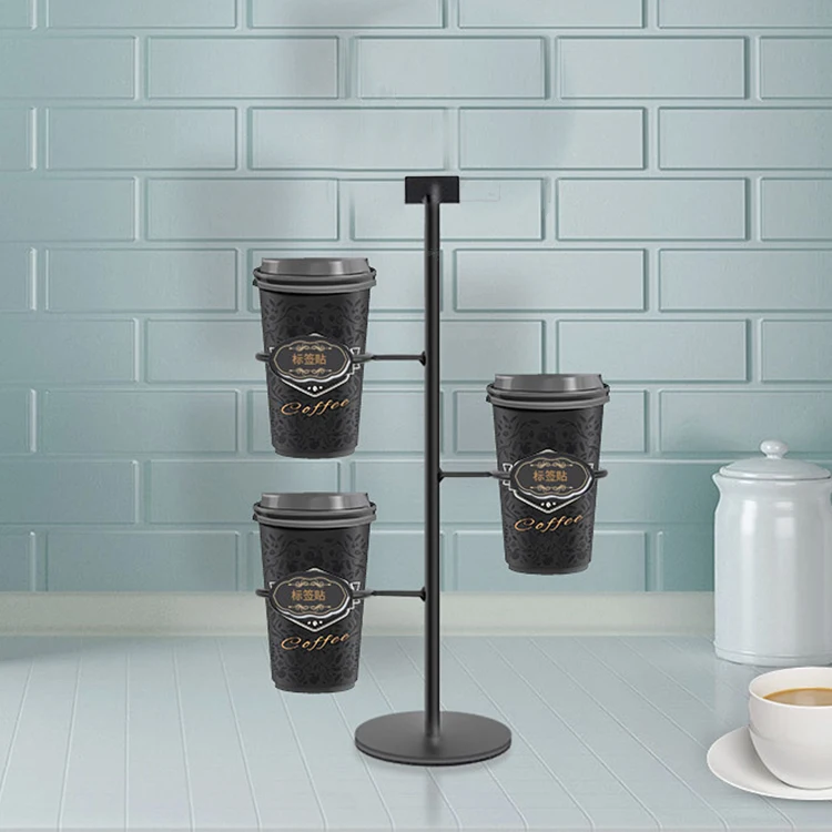 Metal Stand Coffee Cup Display Durable Milk Tea Cup Metal Display Rack