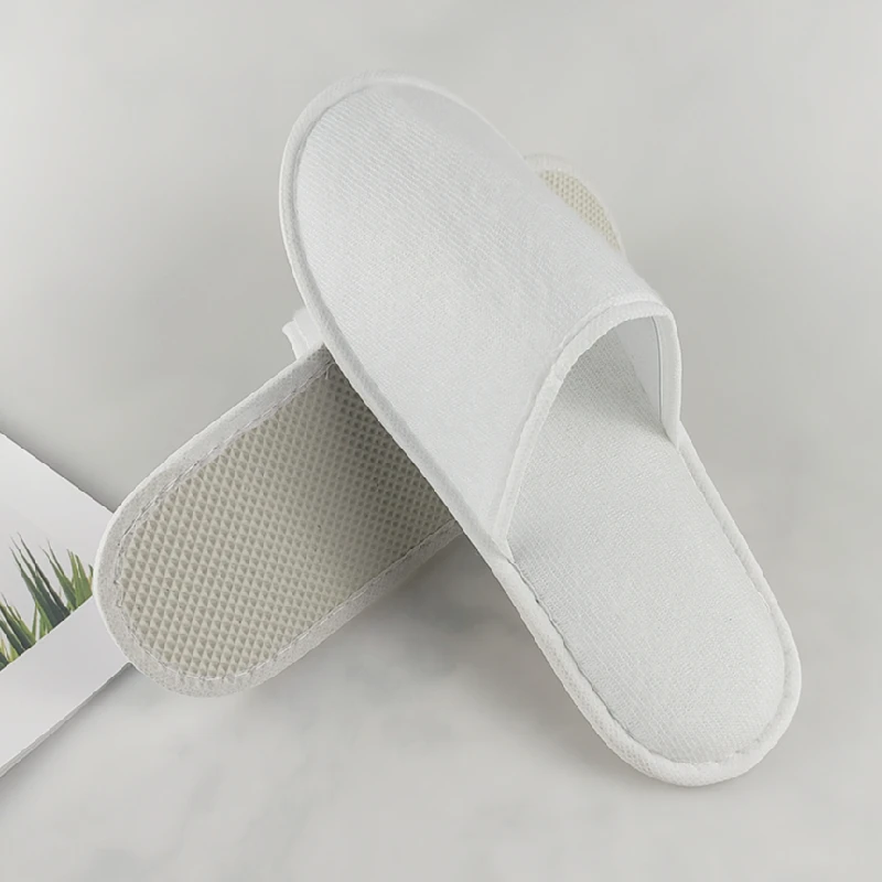 High Quality Custom Hotel Disposable Slippers EVA Sole White Slippers For Hotel Spa