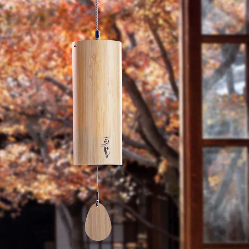Hluru Bamboo Wind Chimes Sound Healing Meditation Relaxing Emotions Unique Bamboo Chime for Garden