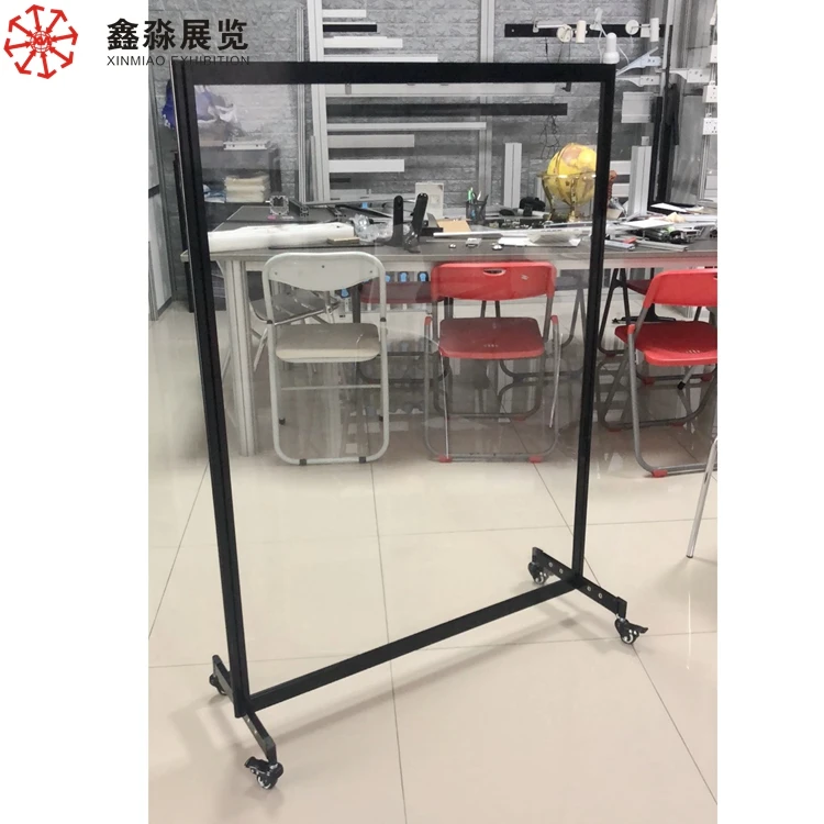 Portable Free Standing Acrylic Barrier 900X1500mm with Wheels Fast Delivery Floor