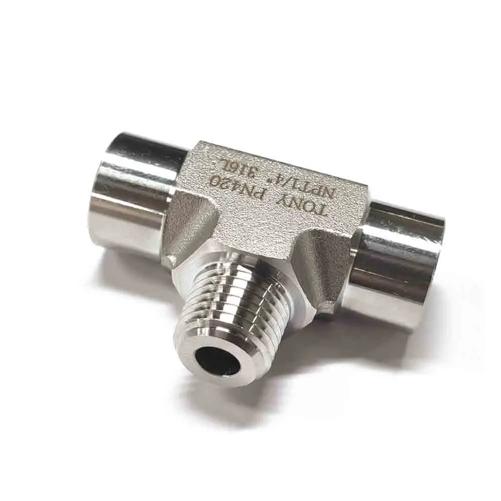 TONY 6000Psi High Pressure Stainless Steel Male Branch Tee Pipe Fitting 3 Way NPT BSP G Thread Pipe Fitting