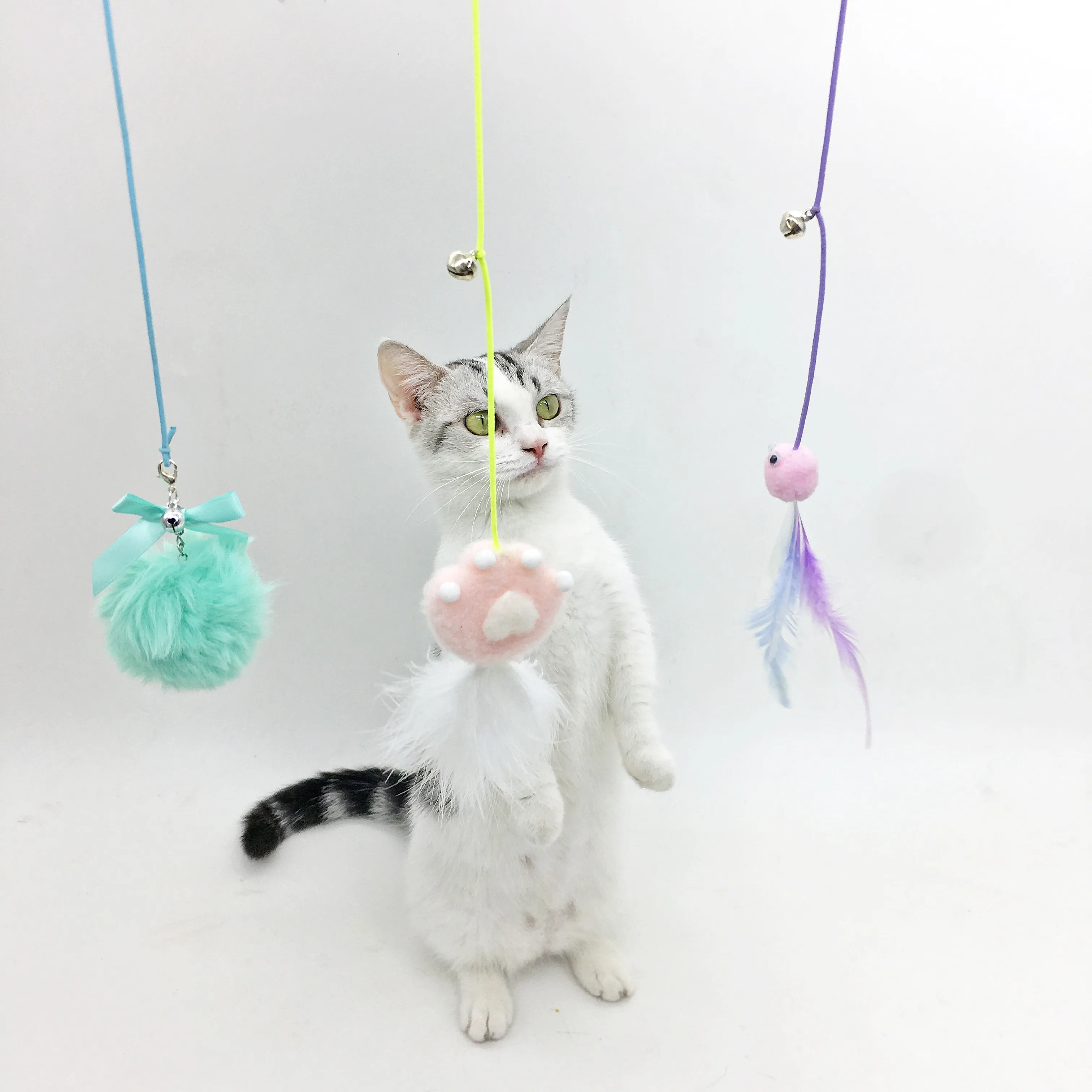 New Swing Hanging Door Cat Teaser Adjustable Relieve Boredom Elasticity Scratching and Biting Hanging Self Hi Cat Toys