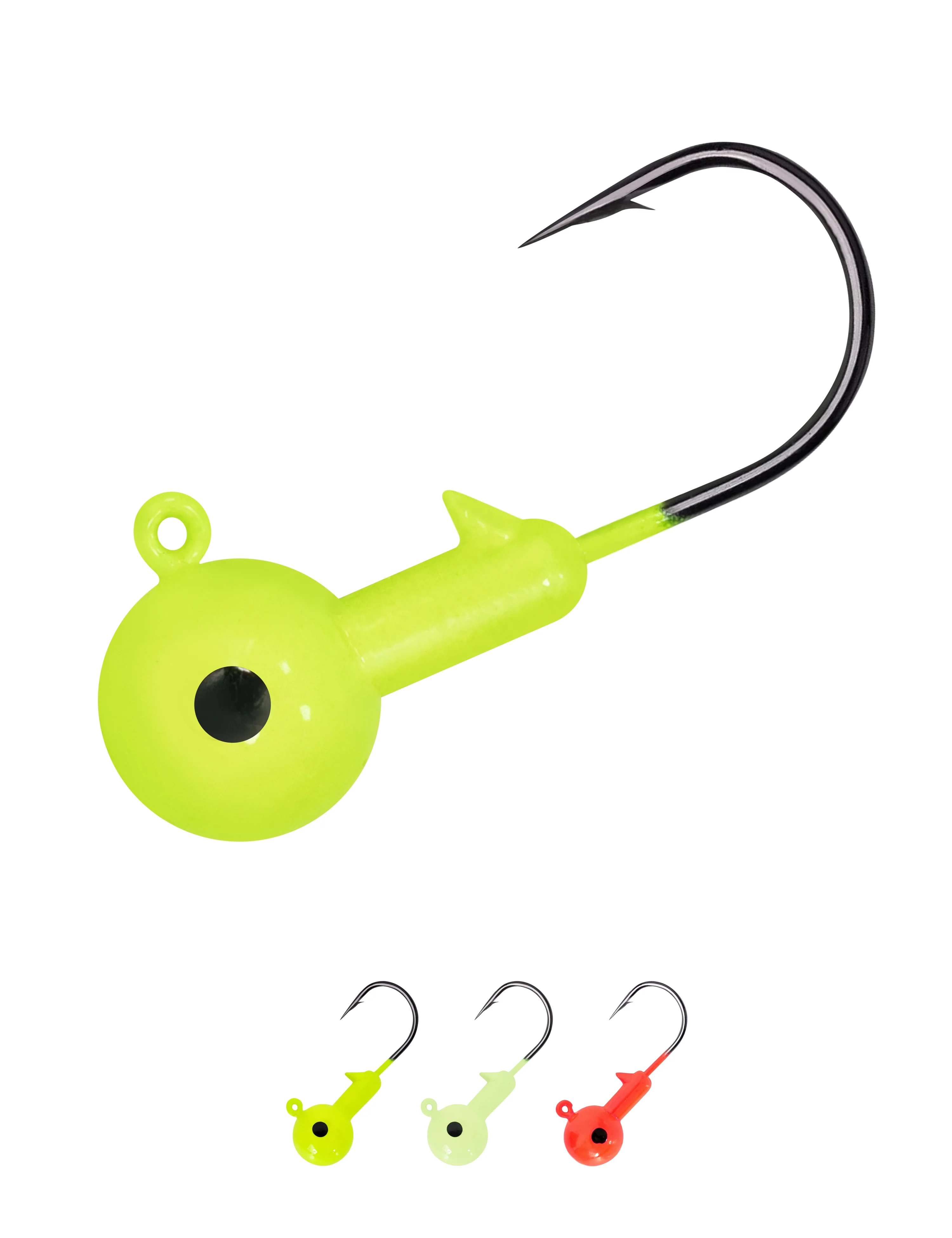 Jig Heads with High Carbon Steel Hooks - Lead Head Fishing Jigs for Walleye, Bass, Crappie, Inshore Fishing, 1/32oz-1/2oz