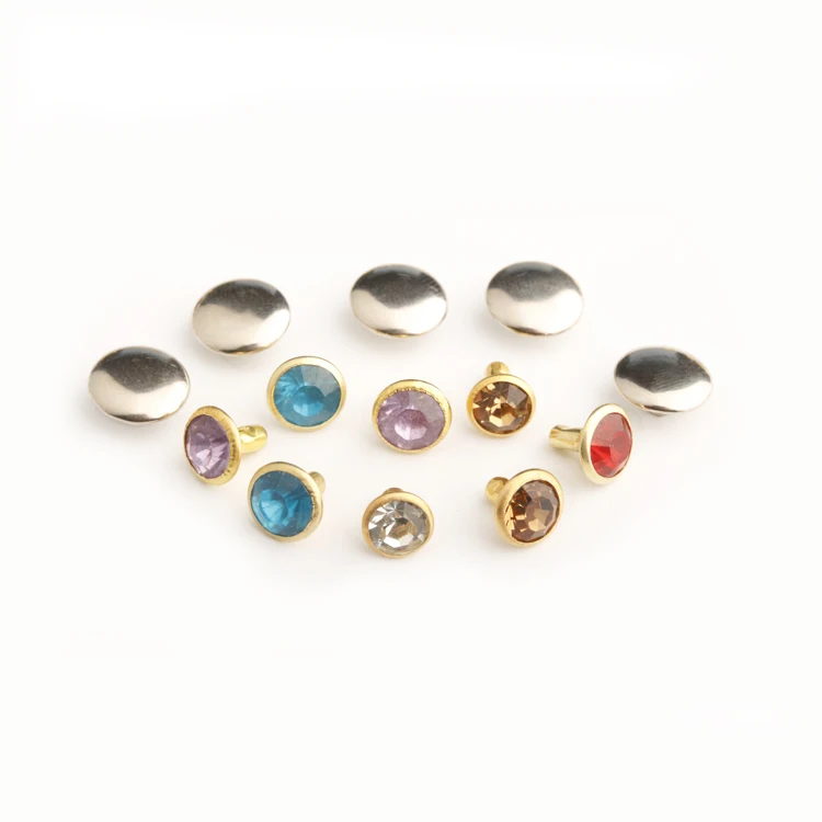 Rivet Jewelry Rivets for Clothing Factory Custom Rhinestone Metal Garment Rivets Fancy Rhinestone Clothing Decoration Close-end