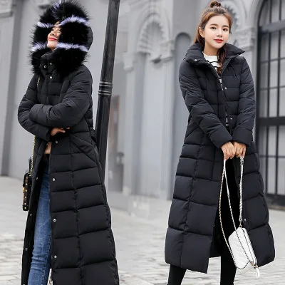 2019 high quality fur collar women long winter coat female warm wadded jacket womens outerwear parka casaco feminino inverno