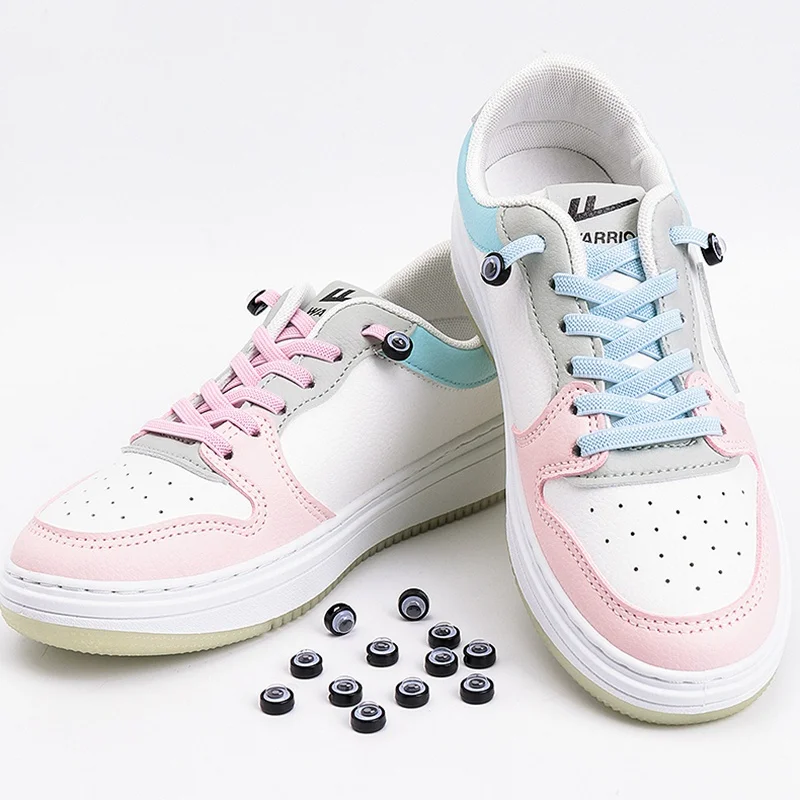 2022New Lazy Shoe Laces Cute Eye Lock Shoelaces Without Tie Elastic Laces No Tie Flat Shoelace Sneakers Elastic Flat Shoelace