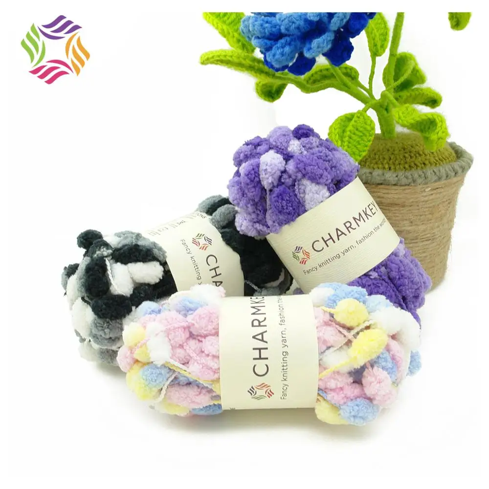 
Polyester pompon yarn is a popular baby yarn for crocheting blanket 