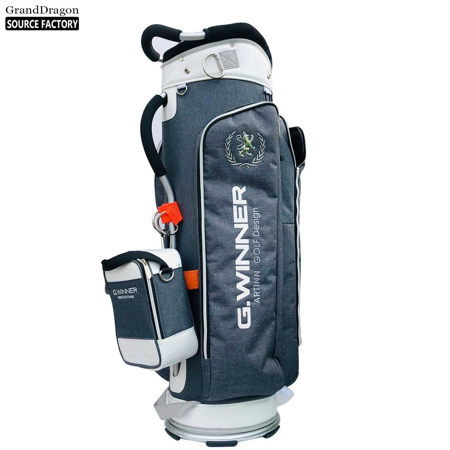 High Quality Personalized Customized Black PU Leather Golf Stand  Bag For Men