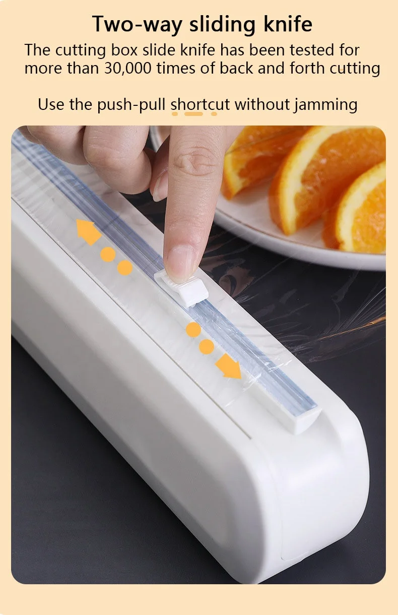 Professional Plastic Wrap Cutter Food Freshness Cling Film Cutter Plastic Wrap Dispenser With Slide Cutter