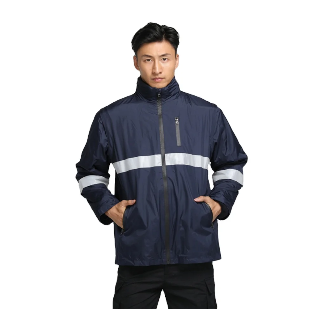 custom safety road running building working embroider print logo separable fleece lining windbreaker reflective jacket Hi Vis