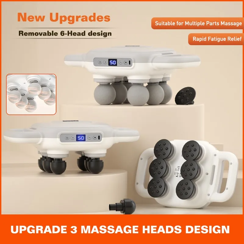 6 heads electric massage gun deep muscle massager gun fascial rechargeable body massage gun