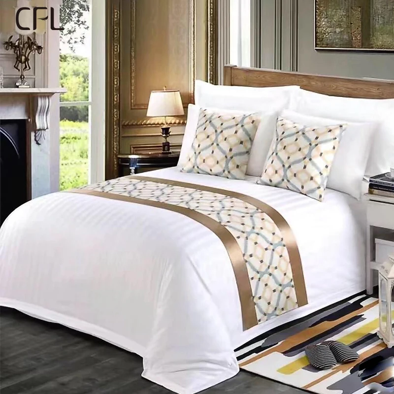 CFL Hospitality Supplies Bedsheet Direct Factory Wholesale Cotton White Hotel Luxury Bedding Set