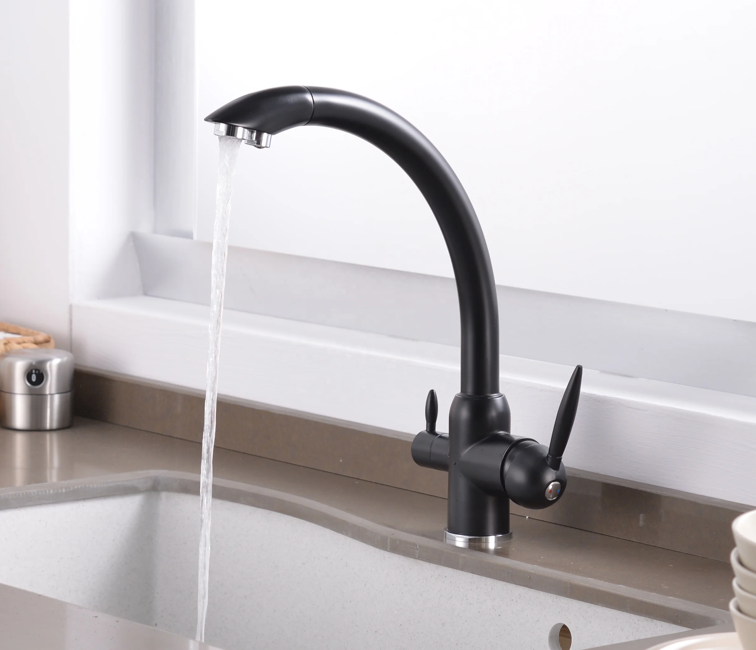 YL-632 Dual handle 3 way kitchen sink water purifier faucet stainless steel kitchen sink mixer tap