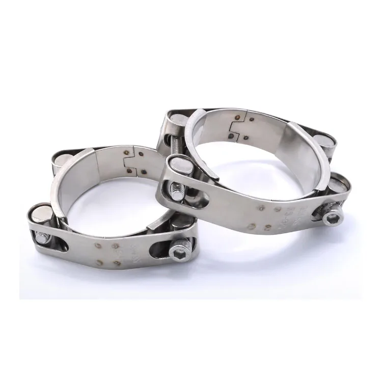 High qualityStainless Steel Galvanized Iron Heavy Duty Double Bolt Hose Clamp