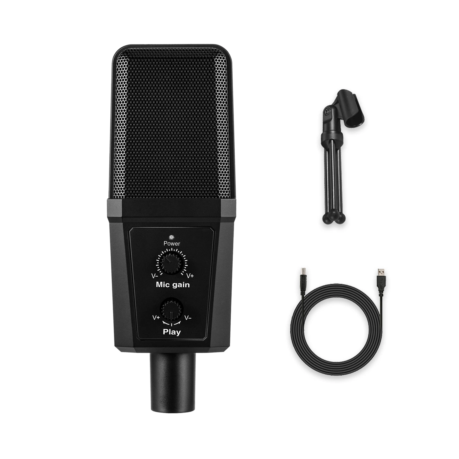 Clear Sound Recording USB Condenser Microphone Podcasting Video Chat with headphone real time monitor Microphone