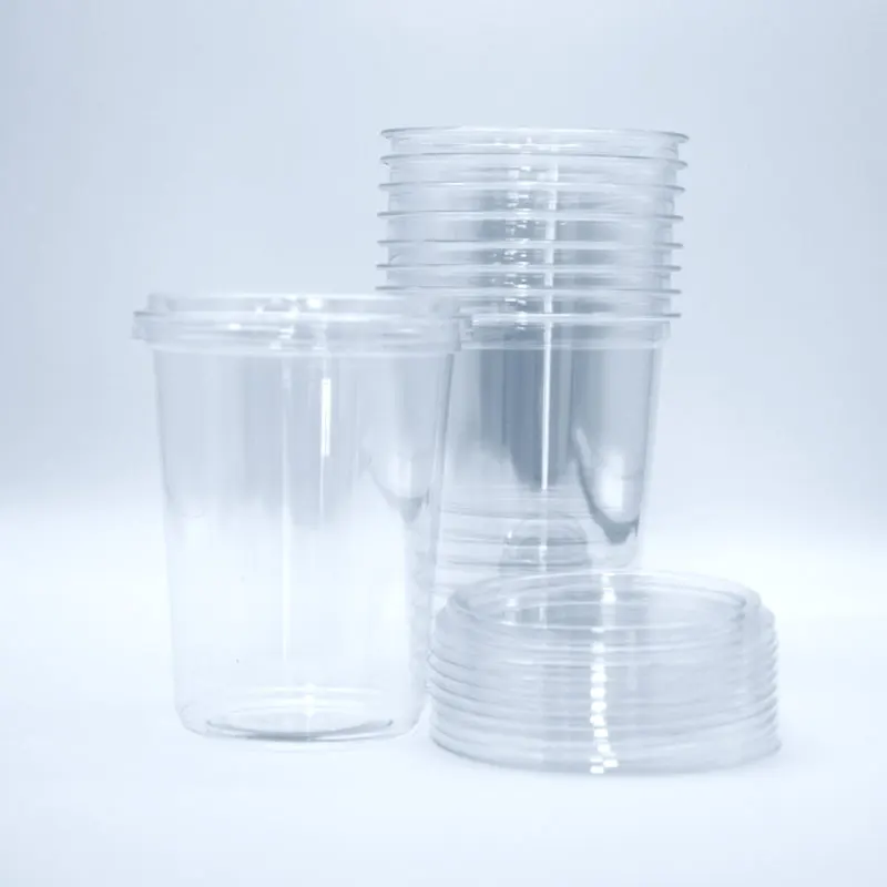 Custom 12 16 24 32 Oz Food Grade Packaging Cups Custom Logo Disposable Plastic Pet Deli Container Salad Bowl With Lid
