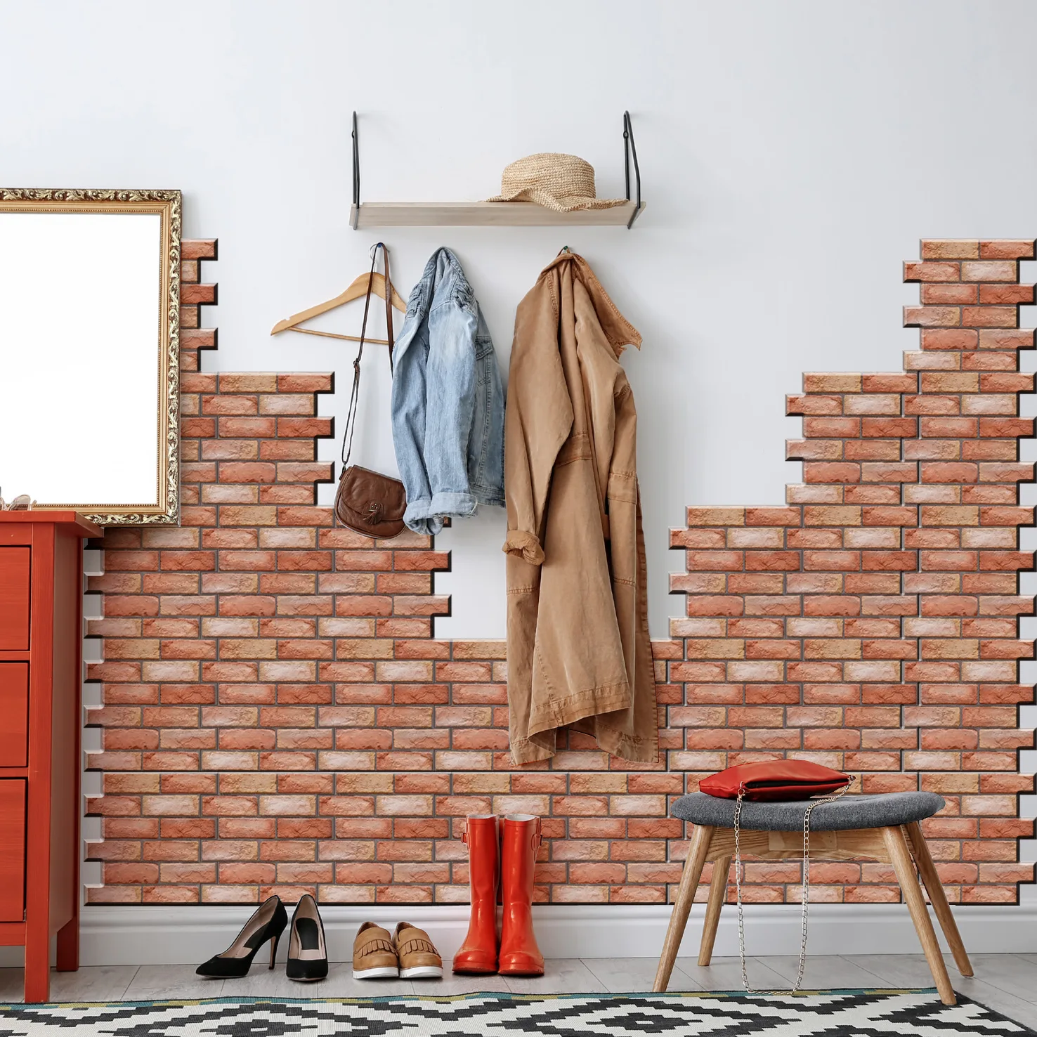 Wall Paper 3D Self Adhesive Home Painting Wall Art Stickers Creative Brick Pattern Wallpaper