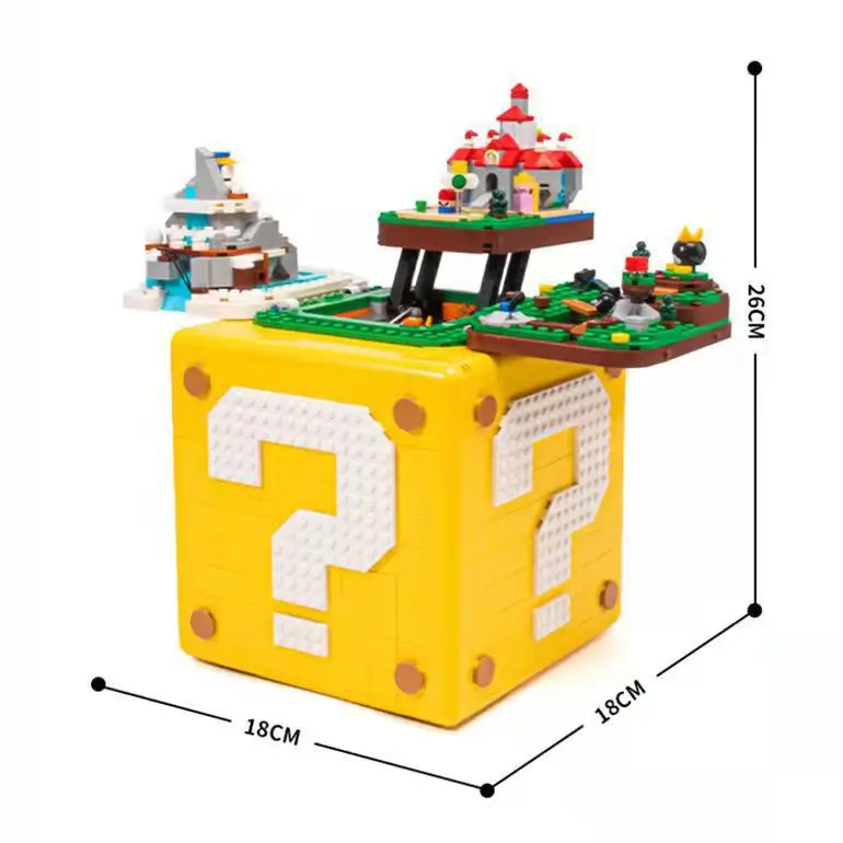 Mario Question Box Block LED Light Luigi Princess Peach Toad Bowser Donkey Mushroom World Le Go Building Block Toy Bricks