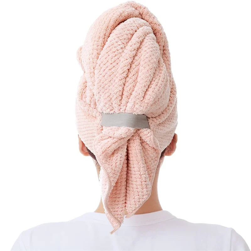 Large Microfiber Hair Wrap Towel for Women Comfortable Hair Drying Towel with Elastic Band