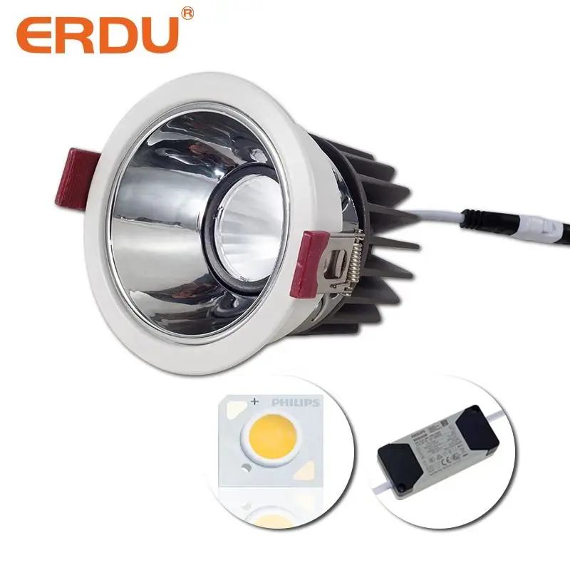 ERDU Aluminum Housing Built-In Anti-Glare Cob Spot Light Adjustable Anti-Glare Recessed Led Led Wall Washer Spotlight