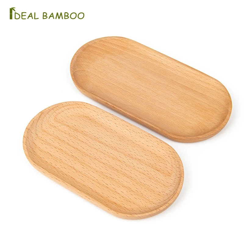 Hot Selling Natural Beech Wooden Oval Tableware Dishes Cake Nuts Appetizer Serving Plate for Kitchenware