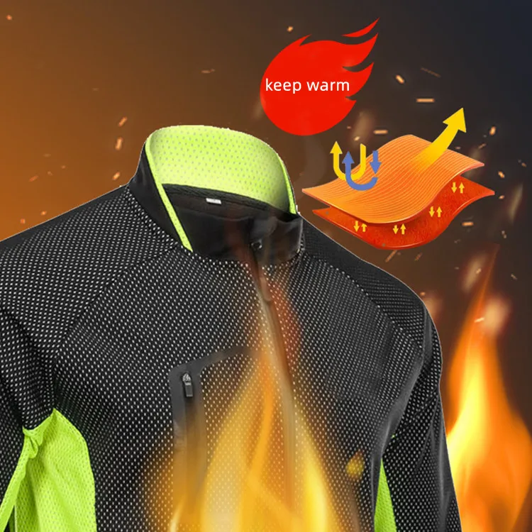 Outdoor Men Full Zipper Breathable Winter Cycling Jacket With Pockets  Fleece Thermal Warm Bicycle Jersey Windproof Cycling Jack