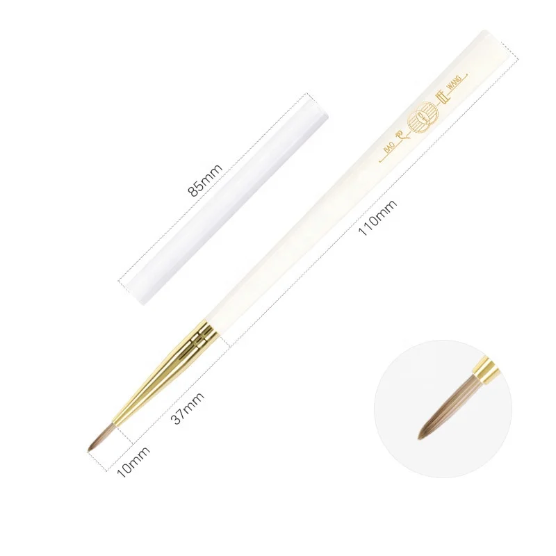 Novel Design White Jade Series Acrylic Handle Nylon PET Hair Offer OEM  UV Gel Nail Polish  Brush Round Nail Art Brush Set