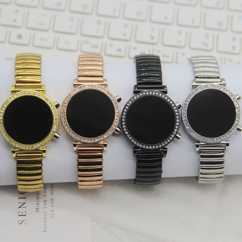 Wholesale Fashion Elastic band Diamond wrist watches Led Digital Electronic Lady watch