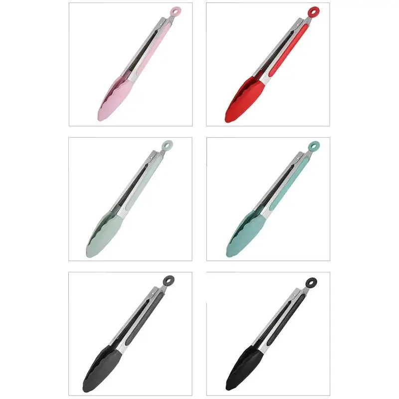 Food Grade Silicone Food Tong Creative Non-Slip Silicone Bread Tong Serving Tong Kitchen Tools BBQ Tools Accessories W24-490