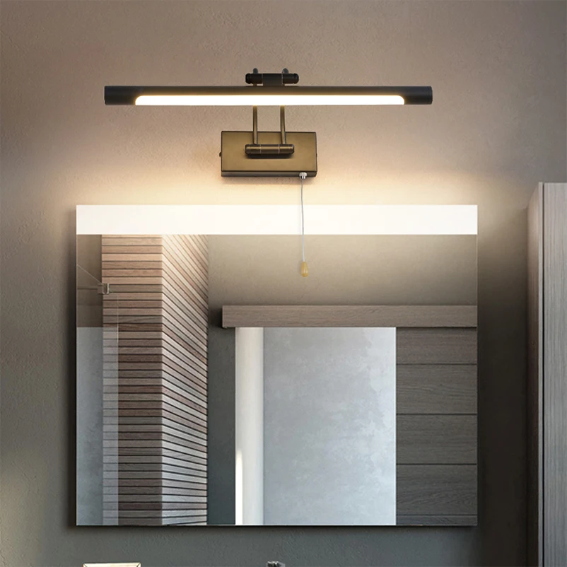 Bedroom 16W Home Hotel Stair Art Deco Black Wall Pull Switch Swing Arm Picture Lighting