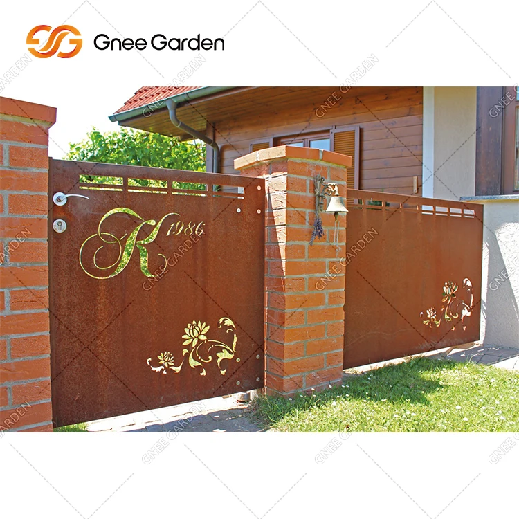 Garden Fencing Trellis Gates Courtyard Door Corten Steel Laser Cut Gates