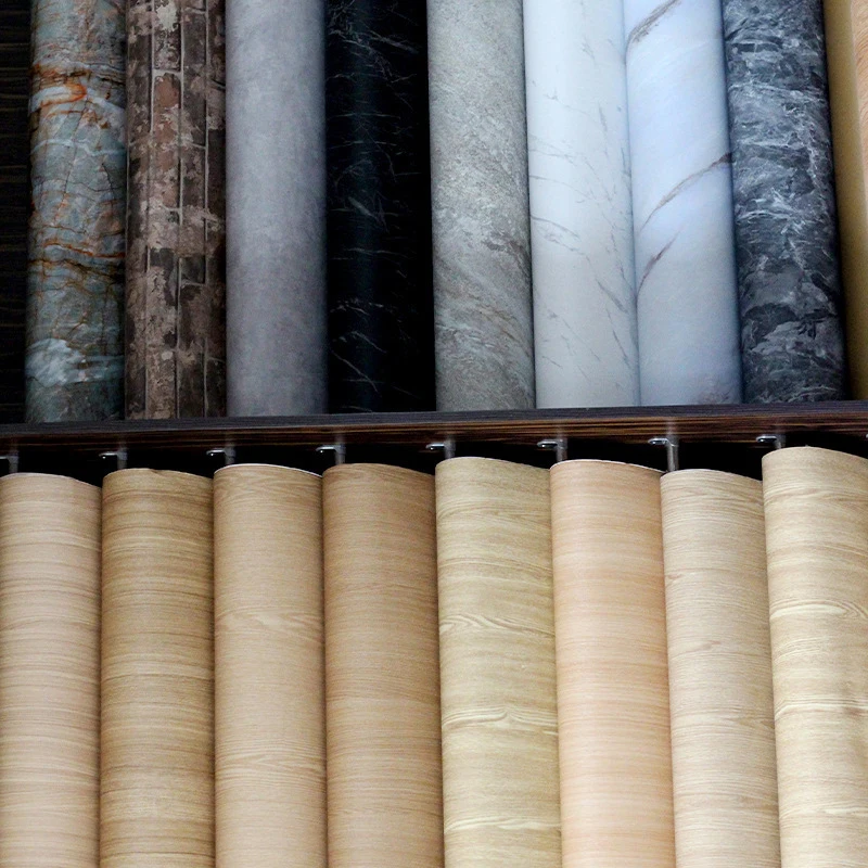 Pvc Decorative Foil Wood Grain And Solid Color Laminating Veneer Vacuum Press Film