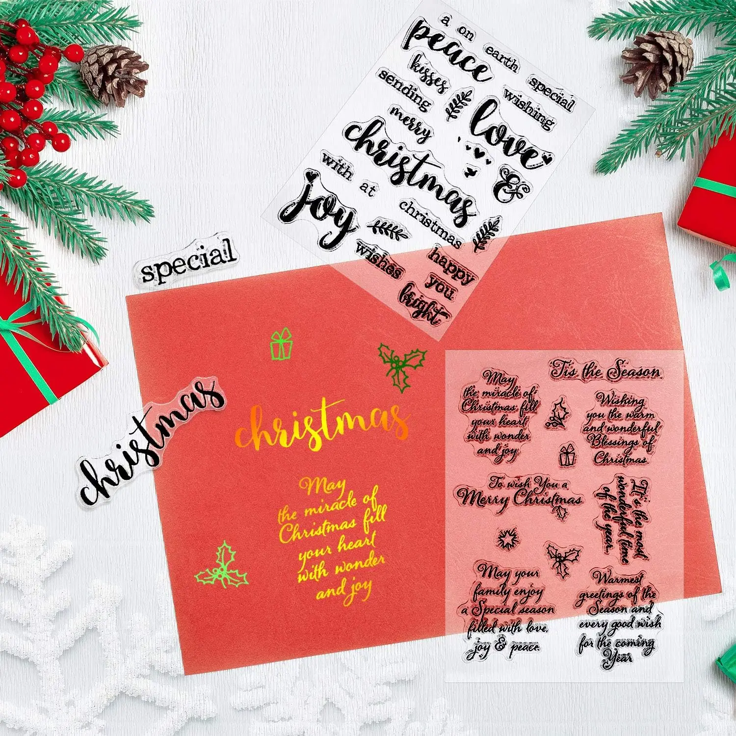Words Clear Silicone Christmas Greeting Stamps Sentiments Merry Christmas Crafts Stamps Acrylic Stamp Blocks Tools