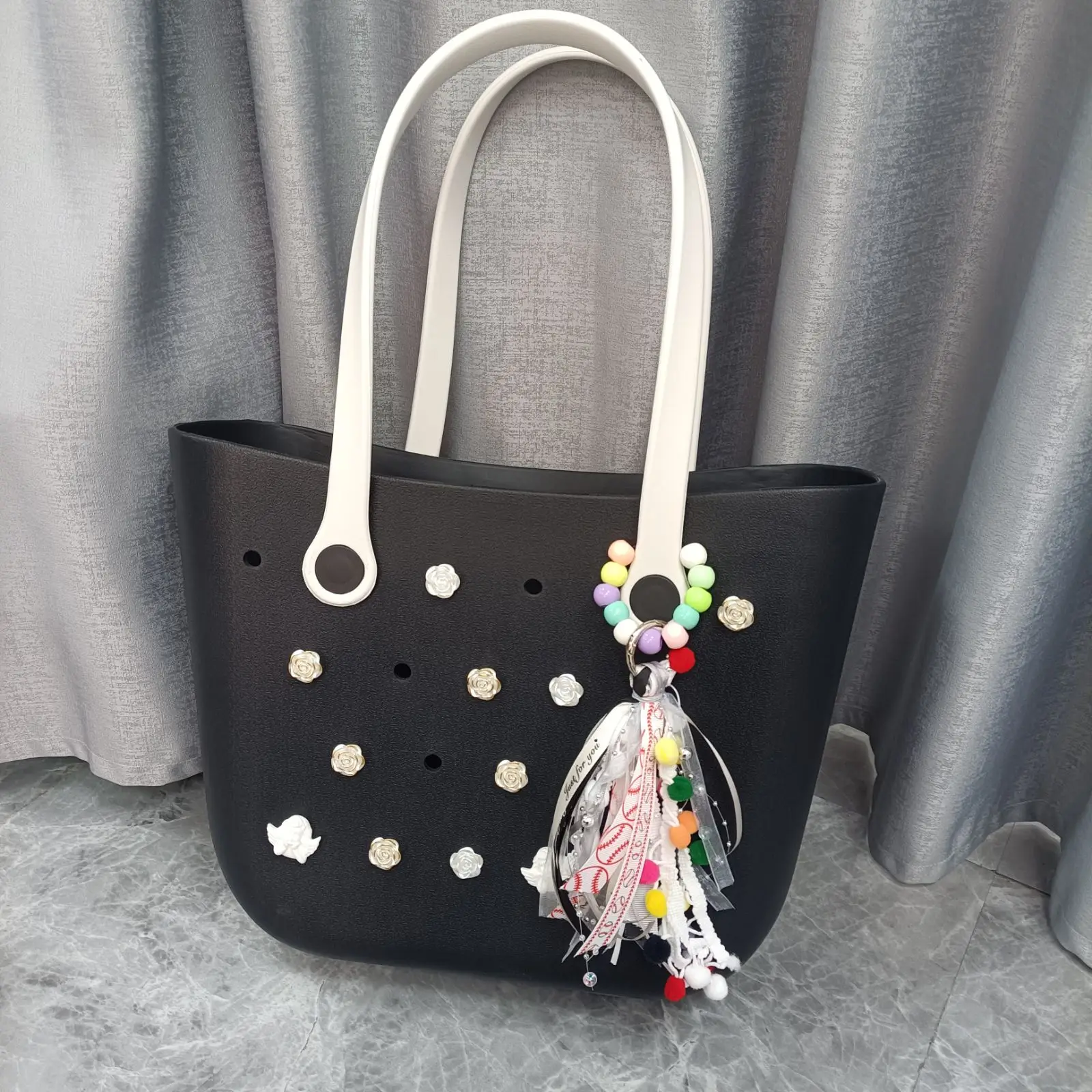 Gift 2024 Cute Soft Keychain Ring Pedant Bag Charm for women accessories Connector holder beach pool many colors