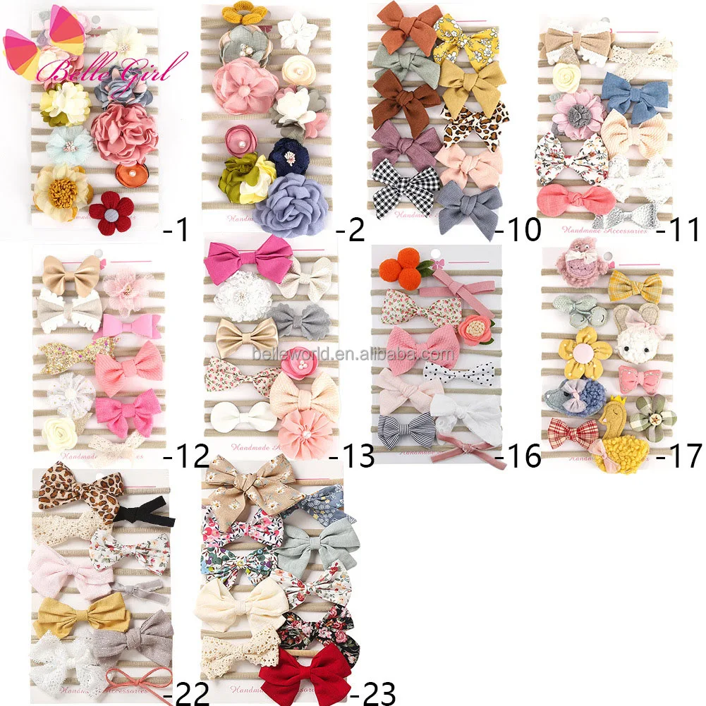 BELLEWORLD custom 10pcs/set mix color baby bow headband kids elastic hair bands newborn photography props baby hair accessories