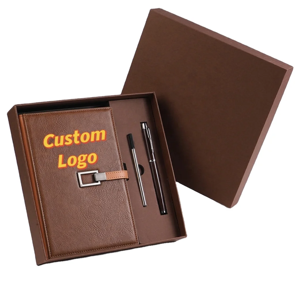 Birthday Gift for Boyfriend Customized Title and Logo Leather Hardcover Planners Journal Notebook with Pen