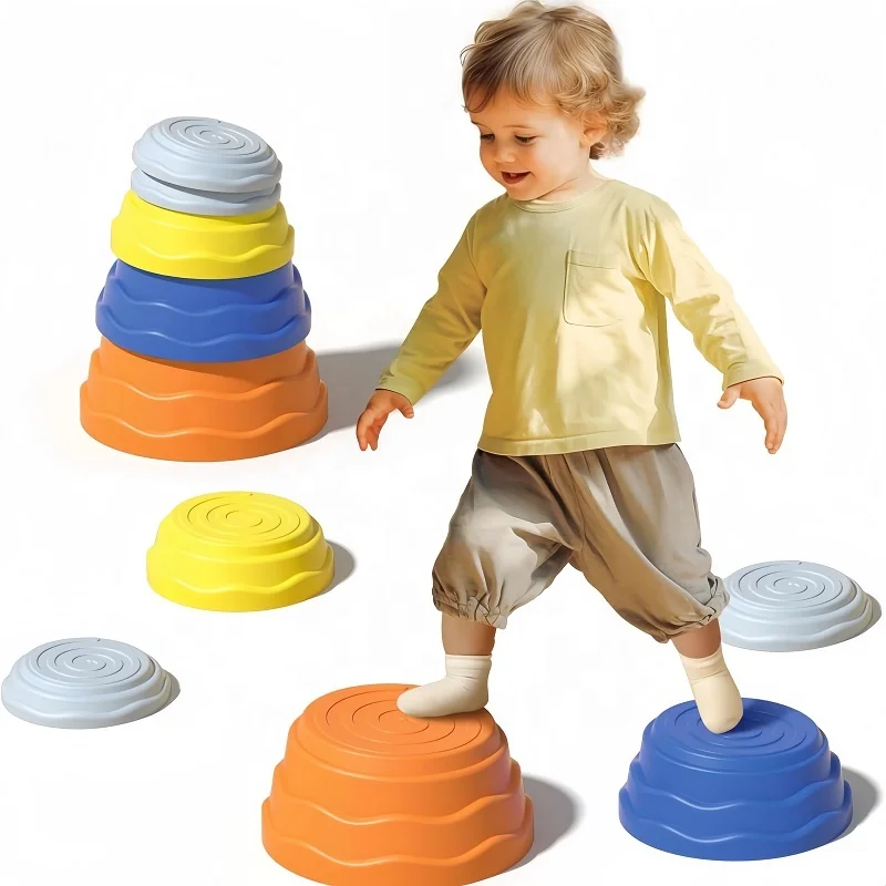 5 pcs Colorful River Toys Balance Stepping Stones For Kids Toddler Obstacle Course Coordination Game balance train toy