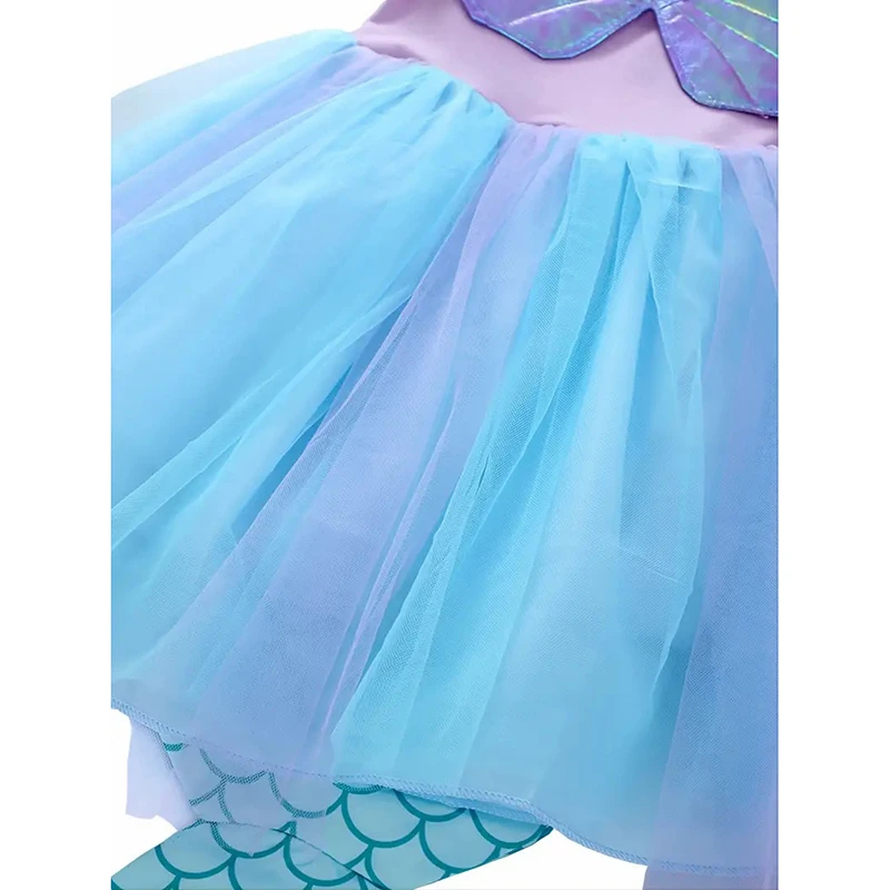 Halloween Birthday Cosplay with Accessories Princess Mermaid Costume Party Dress for Girls Kids Mermaid Princess Tutu Dress